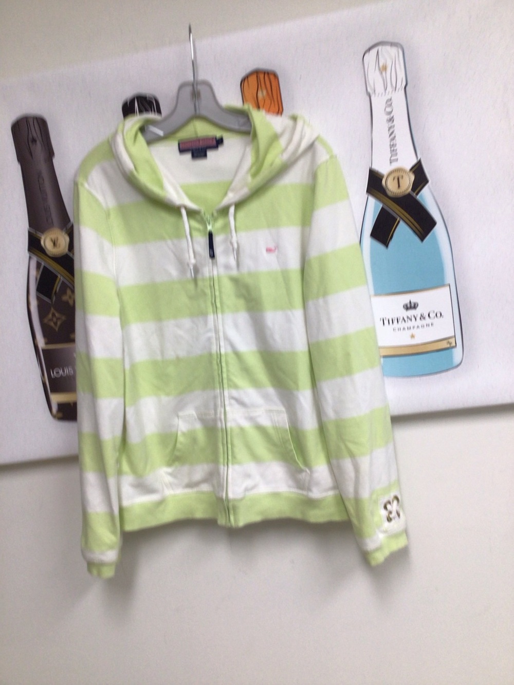 Vineyard Vines Lime Green & White Striped Zip Hoodie